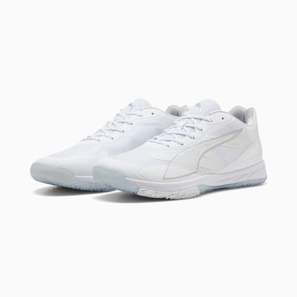 Accelerate Turbo 4 Handball Shoes, PUMA White-PUMA Silver-Ash Gray, extralarge