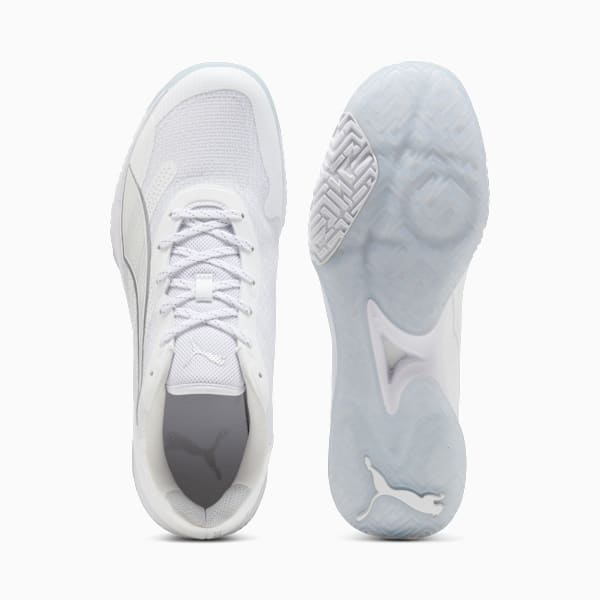 Accelerate Turbo 4 Handball Shoes, PUMA White-PUMA Silver-Ash Gray, extralarge