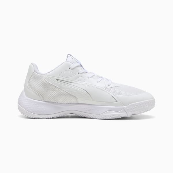 White PUMA Court Rider trainer featuring a mesh and synthetic upper.
