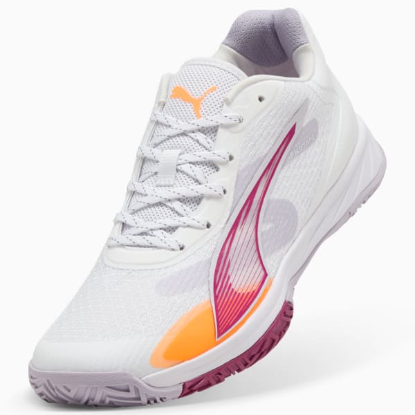 Accelerate Turbo 4 Handball Shoes Women, PUMA White-Berry-Lilac Crush-Heat Fire, extralarge
