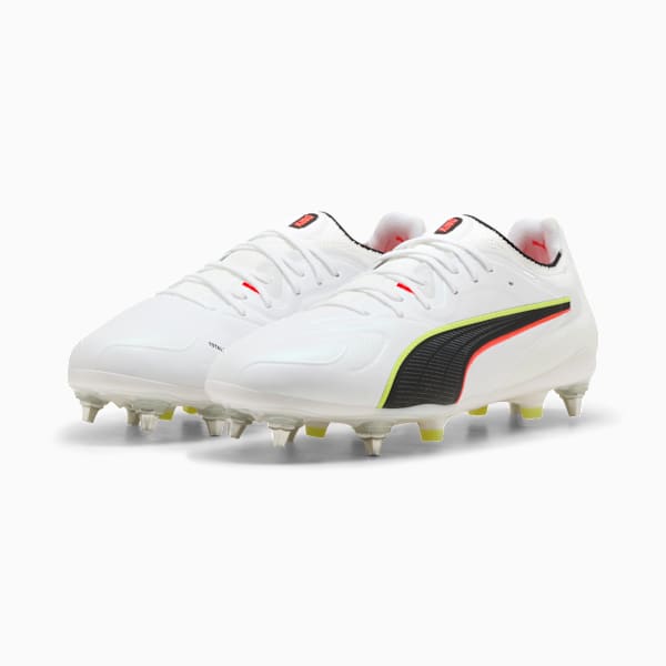 KING 20 ULTIMATE MxSG Football Boots Unisex, PUMA White-Glowing Red-Yellow Alert, extralarge-GBR