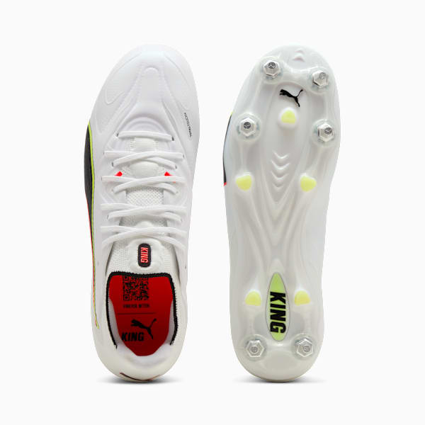 KING 20 ULTIMATE MxSG Football Boots Unisex, PUMA White-Glowing Red-Yellow Alert, extralarge-GBR