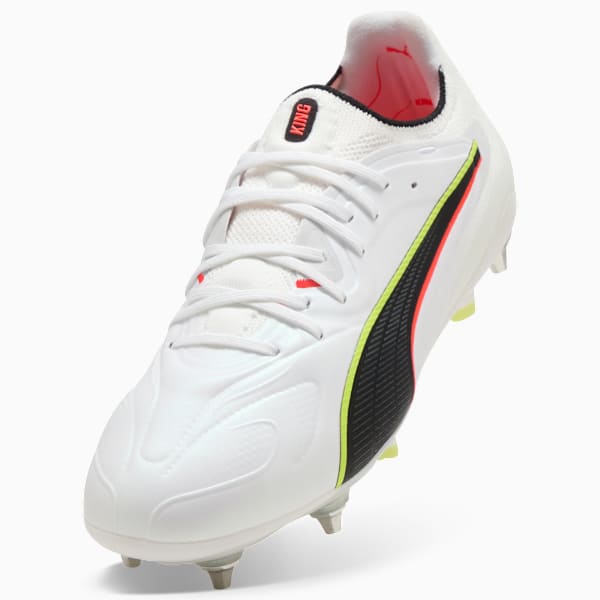 KING 20 ULTIMATE MxSG Football Boots Unisex, PUMA White-Glowing Red-Yellow Alert, extralarge-GBR
