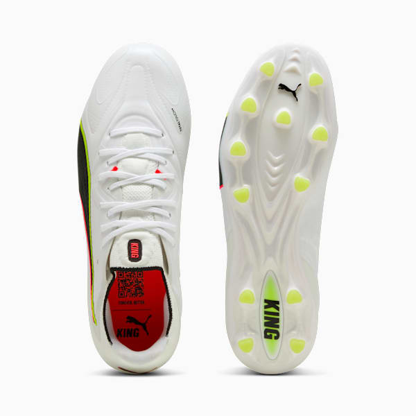 KING 20 ULTIMATE FG/AG Football Boots Unisex, PUMA White-Glowing Red-Yellow Alert, extralarge-GBR