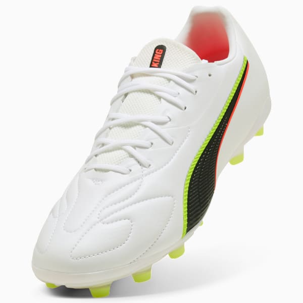 KING 20 MATCH FG/AG Football Boots Unisex, PUMA White-Glowing Red-Yellow Alert, extralarge-GBR