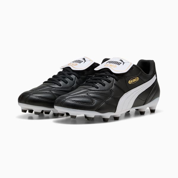 KING TOP FG/AG Soccer Boots, PUMA Black-PUMA White-PUMA Gold, extralarge