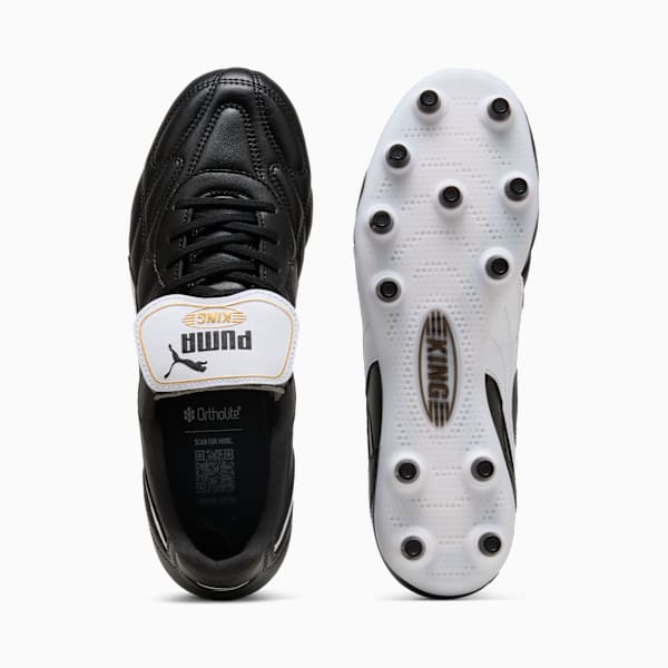 KING TOP FG/AG Soccer Boots, PUMA Black-PUMA White-PUMA Gold, extralarge