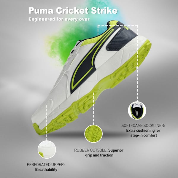 Cricket Strike Men's Shoes, PUMA White-Lime Smash-Club Navy, extralarge-IND