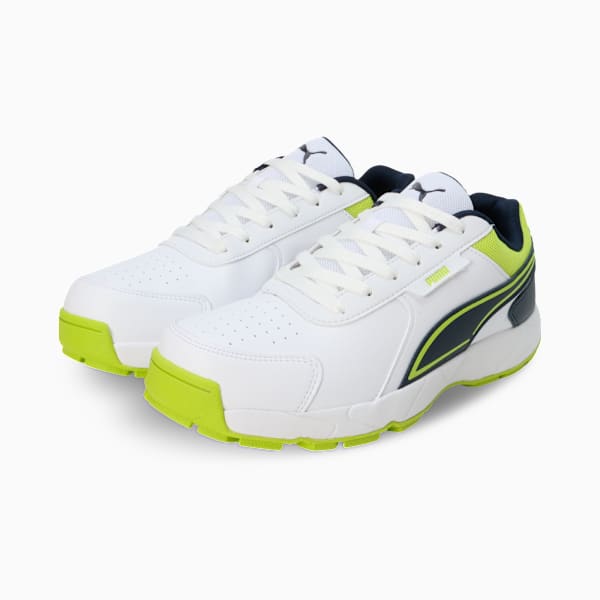 Cricket Strike Men's Shoes, PUMA White-Lime Smash-Club Navy, extralarge-IND