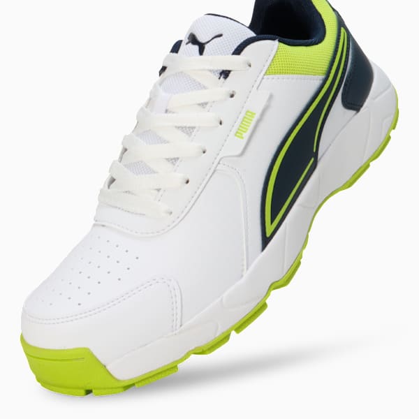 Cricket Strike Men's Shoes, PUMA White-Lime Smash-Club Navy, extralarge-IND