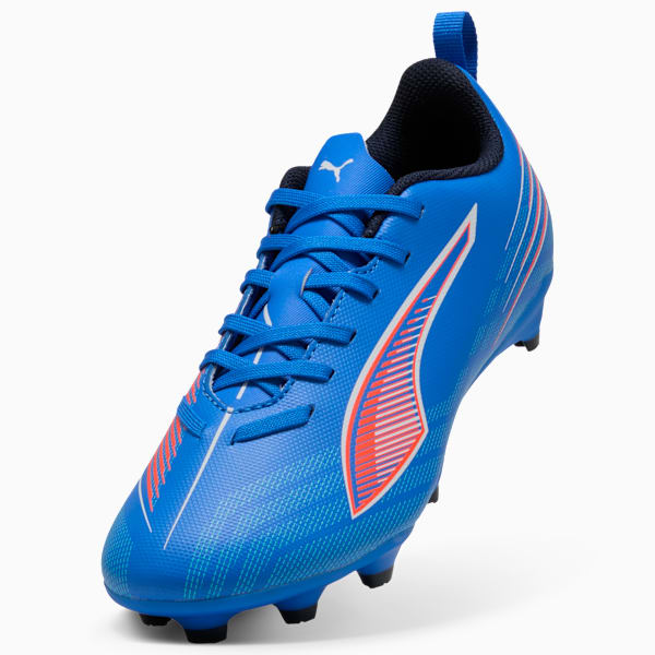 Tacos de fútbol ULTRA 6 PLAY FG/AG para adolescentes, Ultra Blue-PUMA White-Glowing Red, extralarge