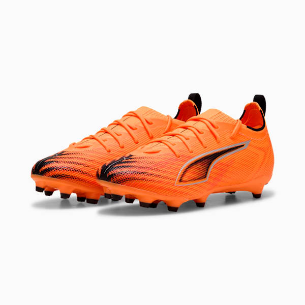 ULTRA 6 PRO Big Kids' Firm/Artificial Ground Soccer Cleats, Heat Fire-PUMA Black-Glowing Red, extralarge