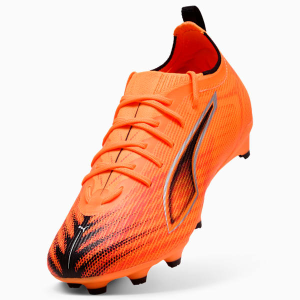 ULTRA 6 PRO Big Kids' Firm/Artificial Ground Soccer Cleats, Heat Fire-PUMA Black-Glowing Red, extralarge