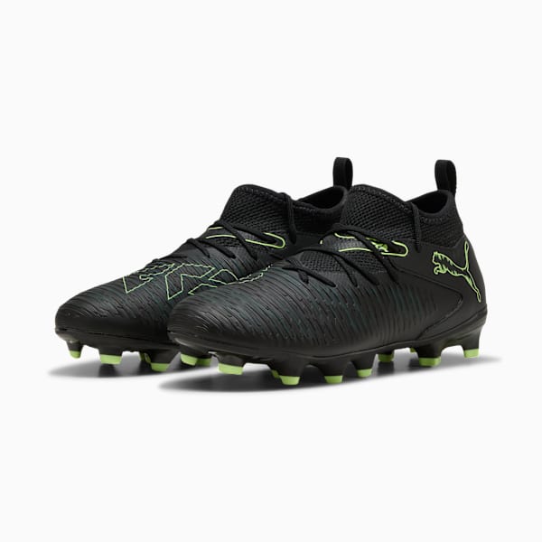 FUTURE 8 MATCH FG/AG Football Boots Youth, PUMA Black-Fizzy Light-Green Terrain, extralarge