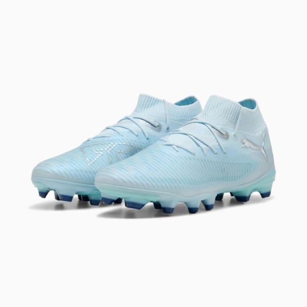 Tacos de fútbol FUTURE 8 PRO LIGHT UP FG/AG para mujer, Icy Blue-Light Aqua-PUMA White-Lapis Lazuli-PUMA Silver, extralarge