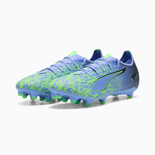 Tacos de fútbol PUMA x CHRISTIAN PULISIC ULTRA 5 MATCH Chasing the Dream para terreno firme/artificial para hombre, Elektro Purple-Green Glare, extralarge