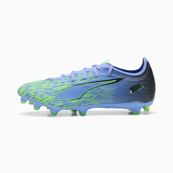 Tacos de fútbol PUMA x CHRISTIAN PULISIC ULTRA 5 MATCH Chasing the Dream para terreno firme/artificial para hombre, Elektro Purple-Green Glare, extralarge
