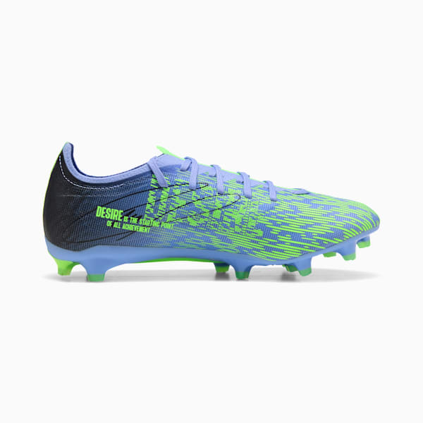 Tacos de fútbol PUMA x CHRISTIAN PULISIC ULTRA 5 MATCH Chasing the Dream para terreno firme/artificial para hombre, Elektro Purple-Green Glare, extralarge