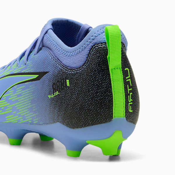 Tacos de fútbol PUMA x CHRISTIAN PULISIC ULTRA 5 MATCH Chasing the Dream Terreno firme/artificial para niños grandes, Elektro Purple-Green Glare-PUMA Black, extralarge