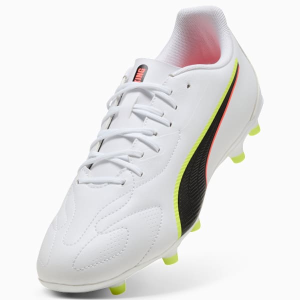 KING 20 PLAY FG/AG Football Boots Unisex, PUMA White-Glowing Red-Yellow Alert, extralarge-GBR