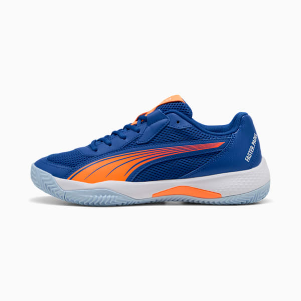 NOVA Court High-Traction Padel-Tennis Shoes, Vivid Blue-Heat Fire-PUMA White-Glowing Red, extralarge-IND