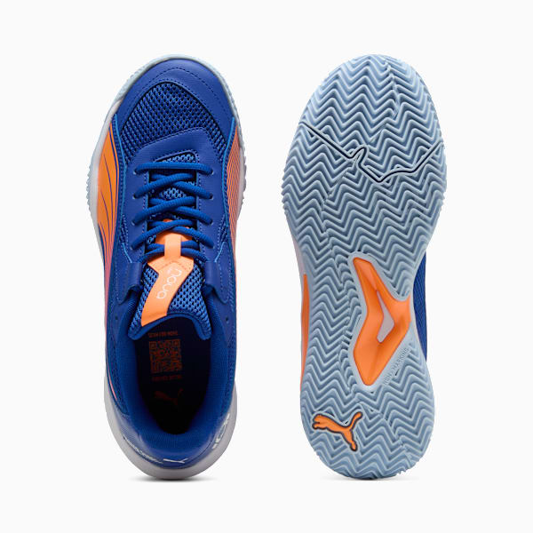 NOVA Court High-Traction Padel-Tennis Shoes, Vivid Blue-Heat Fire-PUMA White-Glowing Red, extralarge-IND