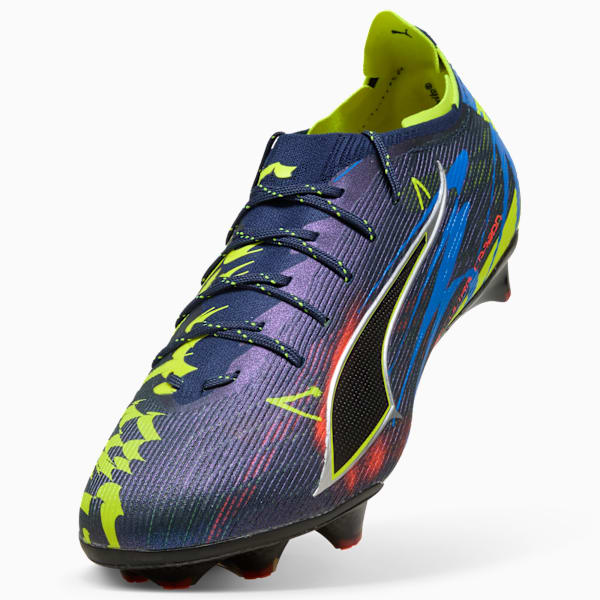 Tacos de fútbol unisex ULTRA 6 CARBON DARE TO FG, Persian Blue-Puma Aged Silver-PUMA Black-Lime Squeeze, extralarge