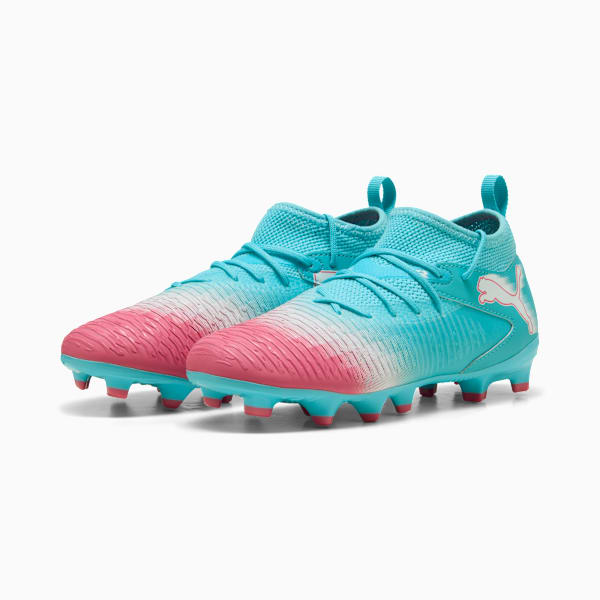 FUTURE 8 MATCH RECHARGE Kids' Firm/Artificial Ground Soccer Cleats, Hero Blue-PUMA White-Sunset Pink, extralarge