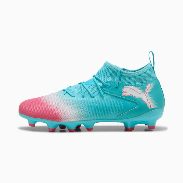 FUTURE 8 MATCH RECHARGE Kids' Firm/Artificial Ground Soccer Cleats, Hero Blue-PUMA White-Sunset Pink, extralarge