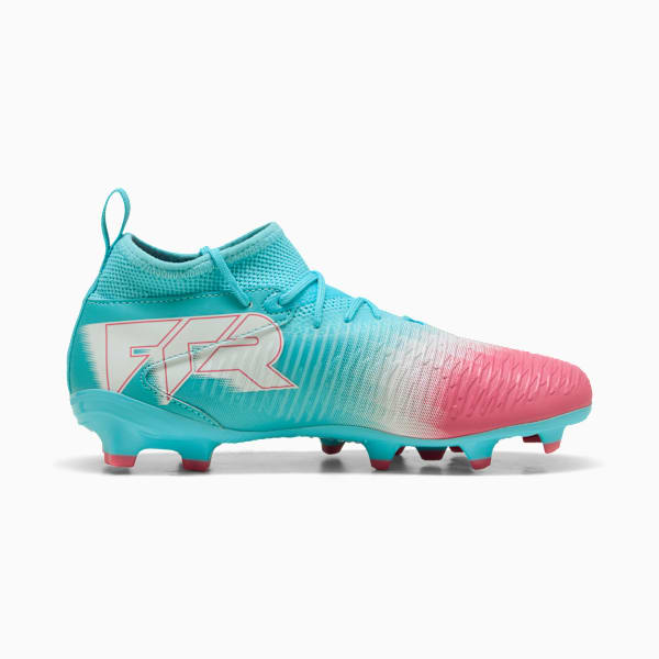 FUTURE 8 MATCH RECHARGE Kids' Firm/Artificial Ground Soccer Cleats, Hero Blue-PUMA White-Sunset Pink, extralarge