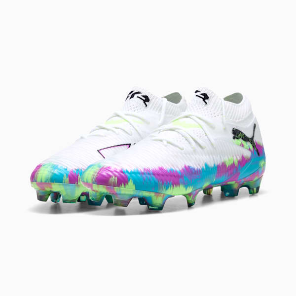 FUTURE 8 ULTIMATE FG Soccer Cleats Women, PUMA White-Fizzy Apple-Bright Aqua-Pure Magenta, extralarge