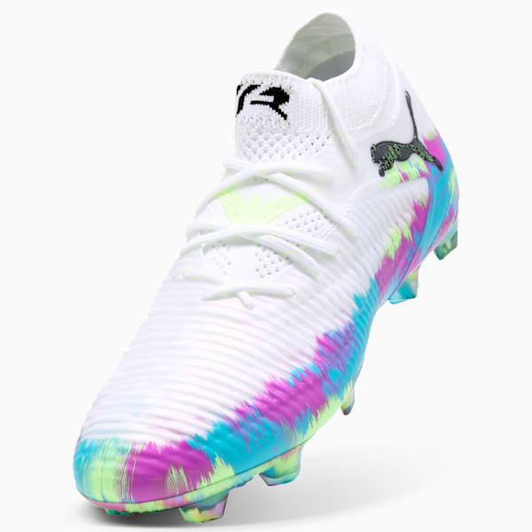 FUTURE 8 ULTIMATE FG Soccer Cleats Women, PUMA White-Fizzy Apple-Bright Aqua-Pure Magenta, extralarge