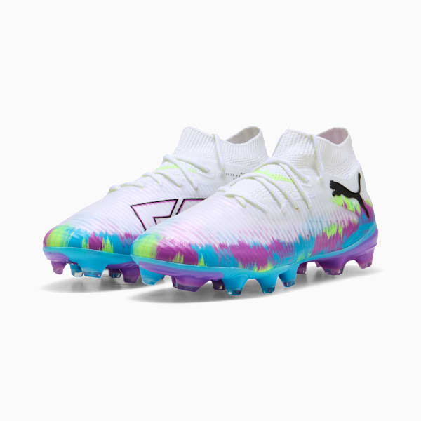 FUTURE 8 PRO BRILLIANCE FG/AG Soccer Cleats Women, PUMA White-Fizzy Apple-Bright Aqua-Pure Magenta, extralarge