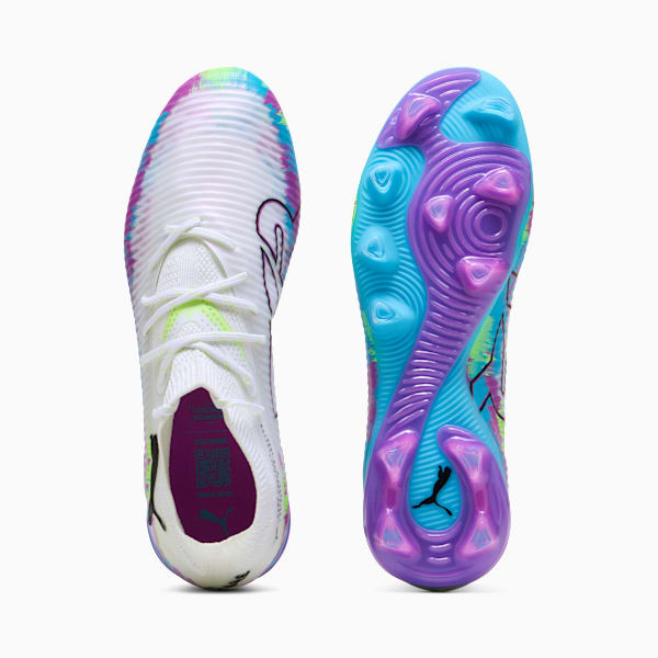FUTURE 8 PRO BRILLIANCE FG/AG Soccer Cleats Women, PUMA White-Fizzy Apple-Bright Aqua-Pure Magenta, extralarge
