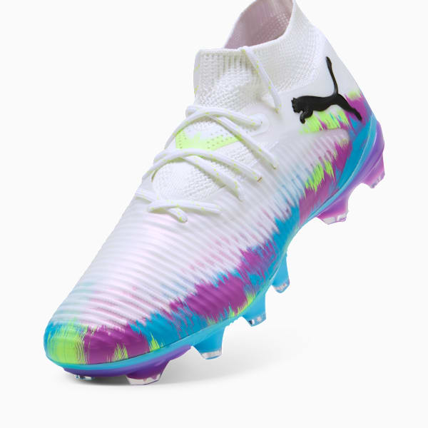 FUTURE 8 PRO BRILLIANCE FG/AG Soccer Cleats Women, PUMA White-Fizzy Apple-Bright Aqua-Pure Magenta, extralarge