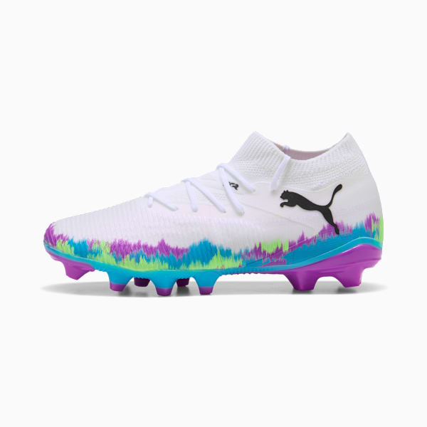 FUTURE 8 MATCH BRILLIANCE FG/AG Soccer Cleats Women, PUMA White-Fizzy Apple-Bright Aqua-Pure Magenta, extralarge
