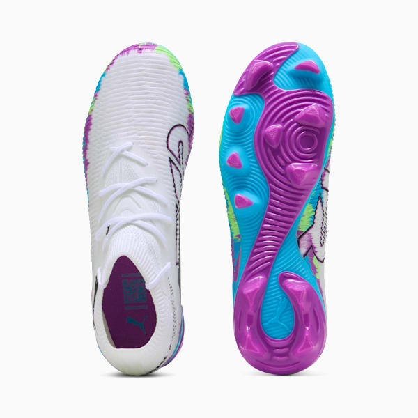 FUTURE 8 MATCH BRILLIANCE FG/AG Soccer Cleats Women, PUMA White-Fizzy Apple-Bright Aqua-Pure Magenta, extralarge