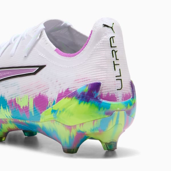 ULTRA 6 ULTIMATE FG soccer cleats Women, PUMA White-Fizzy Apple-Bright Aqua-Pure Magenta, extralarge
