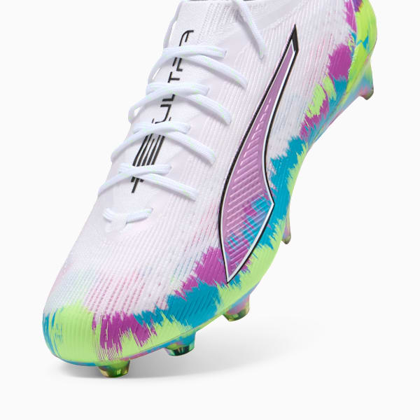 ULTRA 6 ULTIMATE FG soccer cleats Women, PUMA White-Fizzy Apple-Bright Aqua-Pure Magenta, extralarge