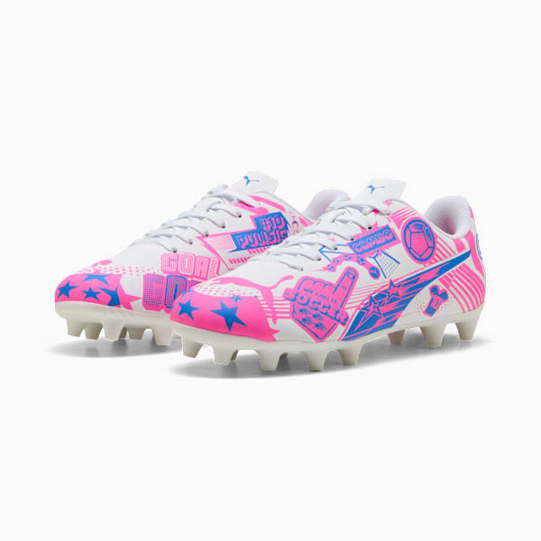 ULTRA CP LEGACY FG/AG Football Boots Youth, PUMA White-Poison Pink-Ultra Blue, extralarge