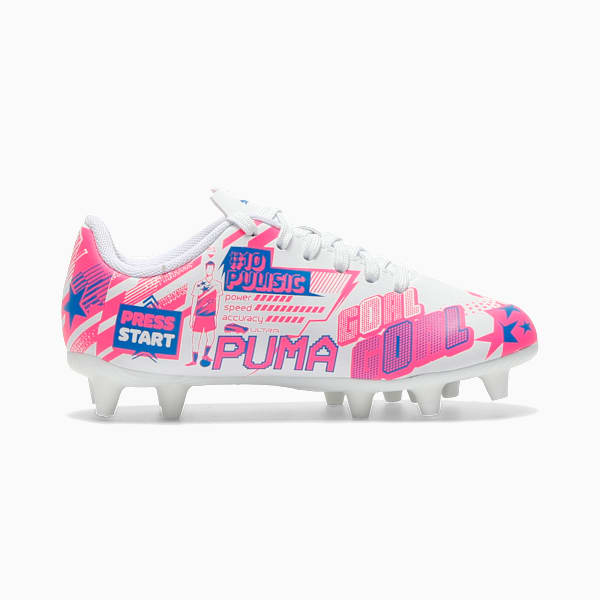 ULTRA CP LEGACY FG/AG Football Boots Youth, PUMA White-Poison Pink-Ultra Blue, extralarge