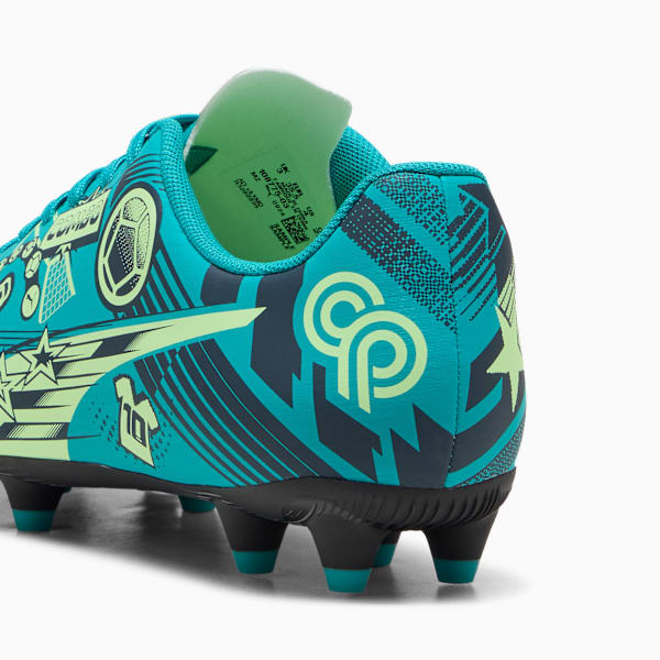 ULTRA Christian Pulisic Legacy KIds' Firm/Artificial Ground Soccer Cleats, Deep Aqua-Marine Blue-Speed Green, extralarge