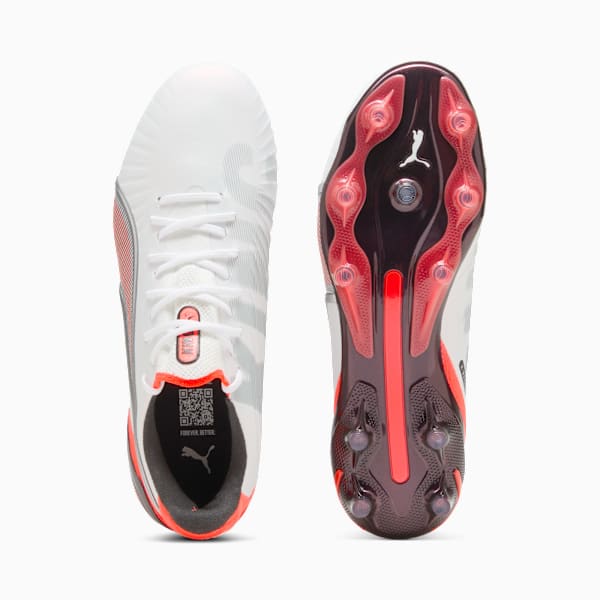 KING ULTIMATE FG/AG Football Boots Women, PUMA White-PUMA Silver-Glowing Red-PUMA Black, extralarge