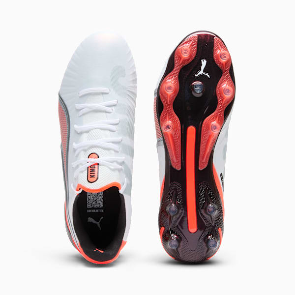 KING ULTIMATE Women's Firm/Artificial Ground Soccer Cleats, PUMA White-PUMA Silver-Glowing Red-PUMA Black, extralarge