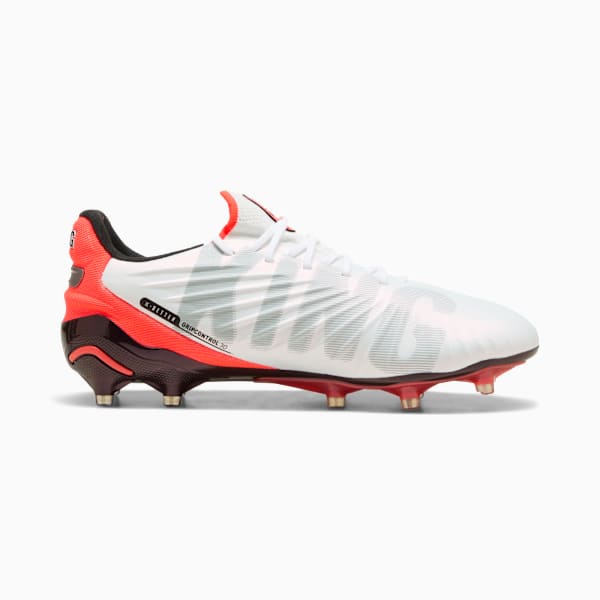 KING ULTIMATE FG/AG Football Boots Women, PUMA White-PUMA Silver-Glowing Red-PUMA Black, extralarge