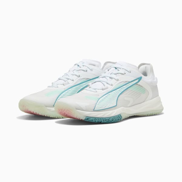 Accelerate NITRO™ SQD 4 Game On Women's Court Shoes, PUMA White-Baltic Sea Blue-Fresh Water, extralarge