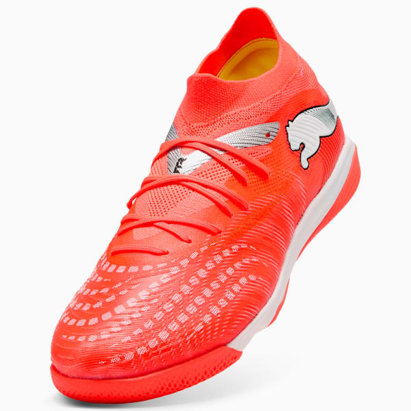 FUTURE 9 MATCH Men's Indoor Soccer Cleats, Glowing Red-PUMA White-PUMA Black-PUMA Silver, extralarge