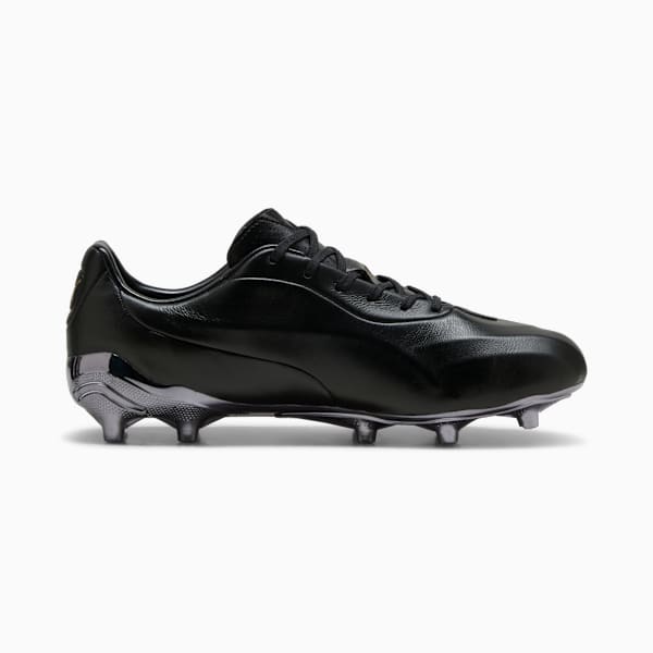 Black PUMA unisex football boot with lace-up closure and studded sole.