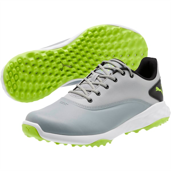 GRIP FUSION Men’s Golf Shoes, Quarry-Acid Lime-Puma Black, extralarge