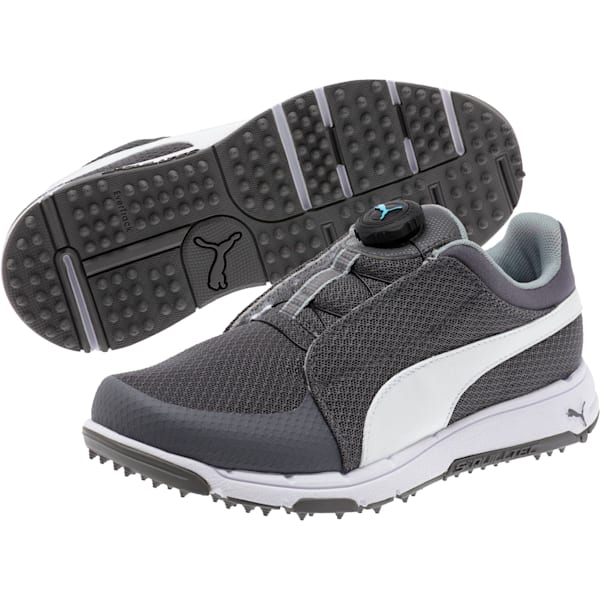 GRIP Sport DISC Boy’s Golf Shoes JR, QUIET SHADE-Puma White-BLUEFISH, extralarge